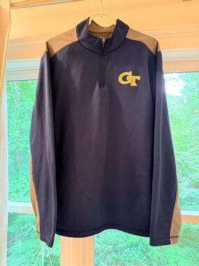 Fanatics Georgia Tech GT Navy and Gold 1/4 Zip Pullover XL